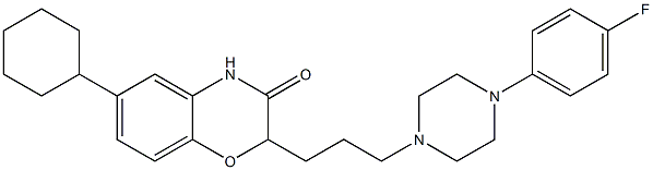 2-[3-[4-(4-フルオロフェニル)ピペラジン-1-イル]プロピル]-6-シクロヘキシル-2H-1,4-ベンゾオキサジン-3(4H)-オン 化学構造式