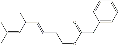 Phenylacetic acid 5,7-dimethyl-3,6-octadienyl ester Structure