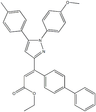 (E)-3-(4-Phenylphenyl)-3-[[1-(4-methoxyphenyl)-5-(4-methylphenyl)-1H-pyrazol]-3-yl]propenoic acid ethyl ester
