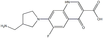 6-フルオロ-1,4-ジヒドロ-4-オキソ-7-(3-アミノメチル-1-ピロリジニル)キノリン-3-カルボン酸 化学構造式