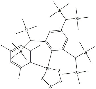 1-Mesityl-1-[2,4,6-tris[bis(trimethylsilyl)methyl]phenyl]-1-sila-2,3,4,5-tetrathiacyclopentane Structure
