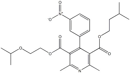 2,6-Dimethyl-4-(3-nitrophenyl)pyridine-3,5-dicarboxylic acid 3-(2-isopropyloxyethyl)5-(3-methylbutyl) ester Structure
