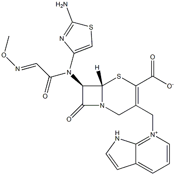 (7R)-7-[(2-Amino-4-thiazolyl)(methoxyimino)acetylamino]-3-[[(1H-pyrrolo[2,3-b]pyridin-7-ium)-7-yl]methyl]cepham-3-ene-4-carboxylic acid Struktur