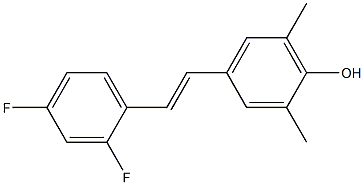 4-[(E)-2-(2,4-ジフルオロフェニル)エテニル]-2,6-ジメチルフェノール 化学構造式