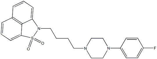 2-[4-[4-(4-フルオロフェニル)-1-ピペラジニル]ブチル]-2H-ナフト[1,8-cd]イソチアゾール1,1-ジオキシド 化学構造式