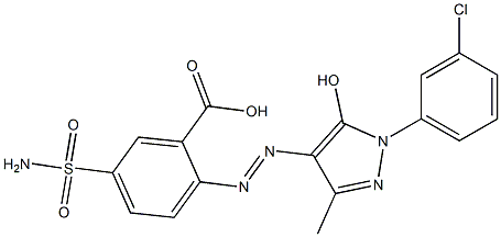 2-[1-(m-Chlorophenyl)-5-hydroxy-3-methyl-1H-pyrazol-4-ylazo]-5-sulfamoylbenzoic acid Structure