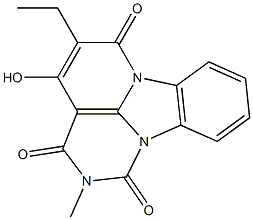 5-Ethyl-2-methyl-4-hydroxy-1H,6H-2,6a,10b-triazafluoranthene-1,3,6(2H)-trione Struktur