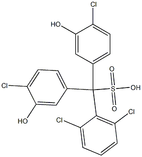(2,6-ジクロロフェニル)ビス(4-クロロ-3-ヒドロキシフェニル)メタンスルホン酸 化学構造式