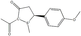 (5S)-2-Acetyl-5-(p-methoxyphenyl)-1-methyl-3-oxo-2,3,4,5-tetrahydrothiophen-1-ium-2-ide Struktur