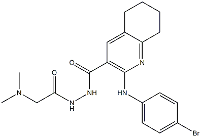 N'-[2-(ジメチルアミノ)アセチル]-2-[(4-ブロモフェニル)アミノ]-5,6,7,8-テトラヒドロキノリン-3-カルボヒドラジド 化学構造式