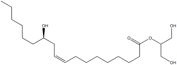 (9Z,12R)-12-ヒドロキシ-9-オクタデセン酸1,3-ジヒドロキシプロパン-2-イル 化学構造式