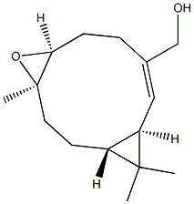 (1R,4R,6S,9E,11R)-4,12,12-Trimethyl-5-oxatricyclo[9.1.0.04,6]dodec-9-ene-9-methanol Struktur