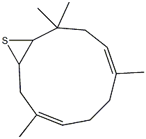 (1E,8E)-2,6,6,9-テトラメチル-4,5-エピチオ-1,8-シクロウンデカジエン 化学構造式