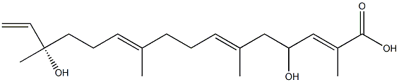 (2E,6E,10E,14S)-4,14-Dihydroxy-2,6,10,14-tetramethyl-2,6,10,15-hexadecatetraenoic acid Struktur