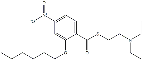 2-(Hexyloxy)-4-nitrothiobenzoic acid S-[2-(diethylamino)ethyl] ester|