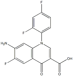 1-(2,4-ジフルオロフェニル)-4-オキソ-6-フルオロ-7-アミノ-1,4-ジヒドロキノリン-3-カルボン酸 化学構造式