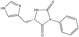 (5S)-5-(1H-イミダゾール-4-イルメチル)-3-フェニル-2-チオキソイミダゾリジン-4-オン 化学構造式