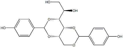1-O,3-O:2-O,4-O-ビス(4-ヒドロキシベンジリデン)-D-グルシトール 化学構造式