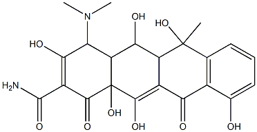 4-(ジメチルアミノ)-1,4,4a,5,5a,6,11,12a-オクタヒドロ-3,5,6,10,12,12a-ヘキサヒドロキシ-6-メチル-1,11-ジオキソ-2-ナフタセンカルボアミド 化学構造式