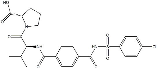 (2S)-1-[(2S)-2-[4-[(4-Chlorophenyl)sulfonylaminocarbonyl]benzoylamino]-3-methyl-1-oxobutyl]pyrrolidine-2-carboxylic acid 结构式