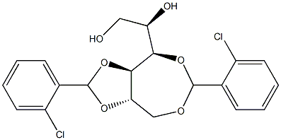 1-O,4-O:2-O,3-O-ビス(2-クロロベンジリデン)-D-グルシトール 化学構造式