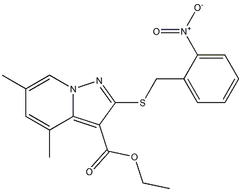 2-[[(2-Nitrophenyl)methyl]thio]-4,6-dimethylpyrazolo[1,5-a]pyridine-3-carboxylic acid ethyl ester Structure