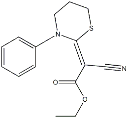 (E)-Cyano[(3-phenyl-3,4,5,6-tetrahydro-2H-1,3-thiazin)-2-ylidene]acetic acid ethyl ester Struktur