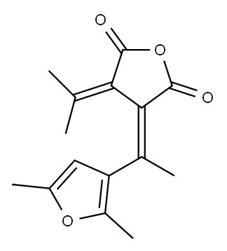 3-[(E)-1-(2,5-Dimethylfuran-3-yl)ethylidene]-4-(1-methylethylidene)furan-2,5(3H,4H)-dione Struktur
