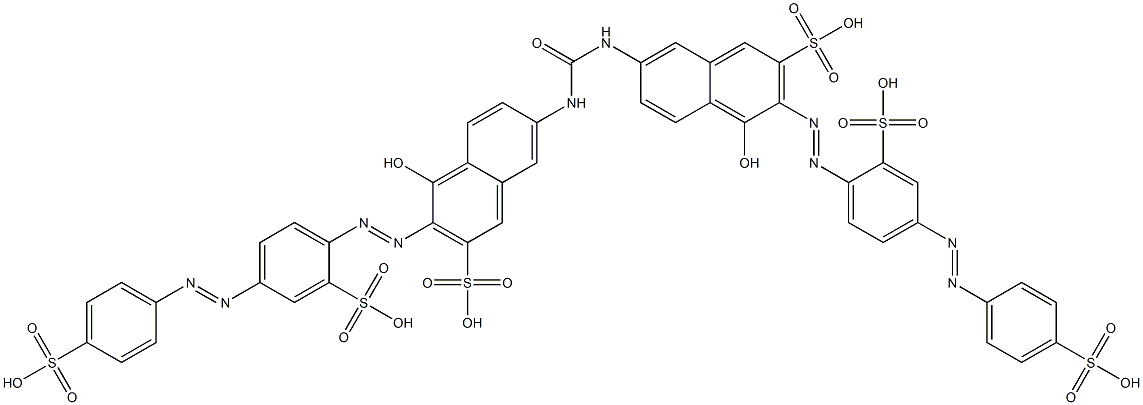 7,7'-(カルボニルビスイミノ)ビス[4-ヒドロキシ-3-[4-(4-スルホフェニルアゾ)-2-スルホフェニルアゾ]-2-ナフタレンスルホン酸] 化学構造式