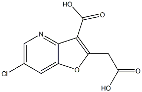 2-(カルボキシメチル)-6-クロロフロ[3,2-b]ピリジン-3-カルボン酸 化学構造式