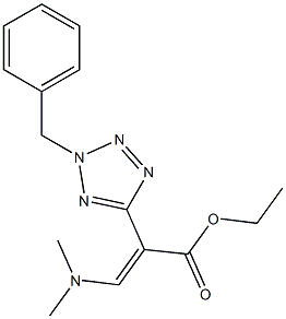 (E)-3-(Dimethylamino)-2-[2-benzyl-2H-tetrazol-5-yl]acrylic acid ethyl ester Struktur