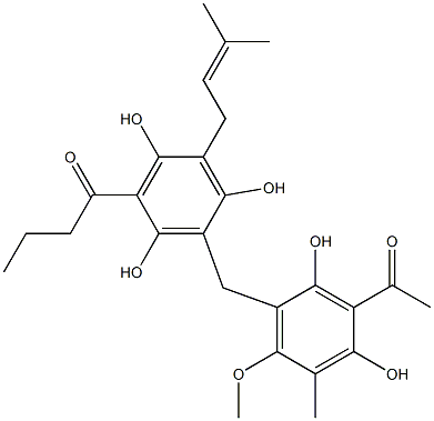3'-(3-Acetyl-2,4-dihydroxy-5-methyl-6-methoxybenzyl)-2',4',6'-trihydroxy-5'-(3-methyl-2-butenyl)butyrophenone