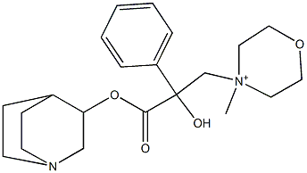 4-[2-(3-キヌクリジニルオキシカルボニル)-2-ヒドロキシ-2-フェニルエチル]-4-メチルモルホリニウム 化学構造式