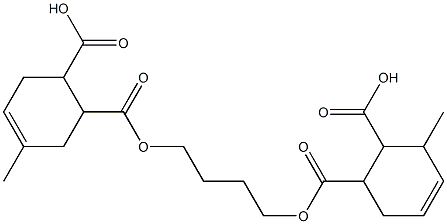 2-[4-(2-カルボキシ-3-メチル-4-シクロヘキセニルカルボニルオキシ)ブトキシカルボニル]-4-メチル-4-シクロヘキセン-1-カルボン酸 化学構造式