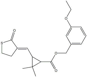 3-[[(3E)-2-オキソチオラン-3-イリデン]メチル]-2,2-ジメチルシクロプロパンカルボン酸3-エトキシベンジル 化学構造式