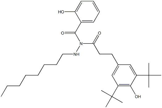 サリチル酸N-[3-(3,5-ジ-tert-ブチル-4-ヒドロキシフェニル)プロピオニル]-N'-オクチルヒドラジド 化学構造式