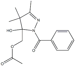 酢酸[[2-ベンゾイル-4,4,5-トリメチル-3,4-ジヒドロ-3-ヒドロキシ-2H-ピラゾール]-3-イル]メチル 化学構造式