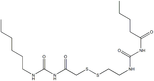 1-Pentanoyl-3-[2-[[(3-hexylureido)carbonylmethyl]dithio]ethyl]urea Struktur