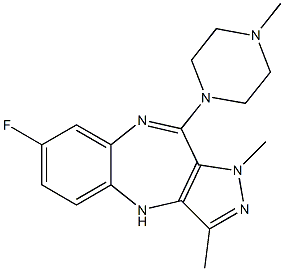 7-Fluoro-10-(4-methylpiperazin-1-yl)-1,3-dimethyl-1,4-dihydropyrazolo[4,3-b][1,5]benzodiazepine 结构式
