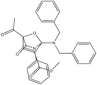 4-アセチル-1-(ジベンジルアミノ)-3-オキソ-2-フェニル-7-オキサ-2-アザビシクロ[2.2.1]ヘプタ-5-エン-6-カルボン酸メチル 化学構造式