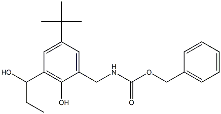 5-tert-ブチル-2-ヒドロキシ-3-(1-ヒドロキシプロピル)ベンジルカルバミド酸ベンジル 化学構造式