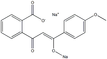 2-[3-Sodiooxy-3-(4-methoxyphenyl)-1-oxoallyl]benzoic acid sodium salt Struktur