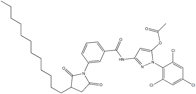 5-Acetoxy-3-[3-(3-dodecylsuccinimidyl)benzoylamino]-1-(2,4,6-trichlorophenyl)-1H-pyrazole Structure