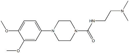 N-(2-ジメチルアミノエチル)-4-[3,4-ジメトキシフェニル]ピペラジン-1-カルボアミド 化学構造式