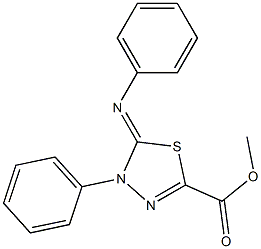 4-フェニル-4,5-ジヒドロ-5-(フェニルイミノ)-1,3,4-チアジアゾール-2-カルボン酸メチル 化学構造式