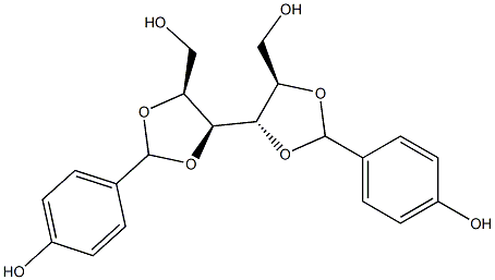 2-O,3-O:4-O,5-O-ビス(4-ヒドロキシベンジリデン)-L-グルシトール 化学構造式
