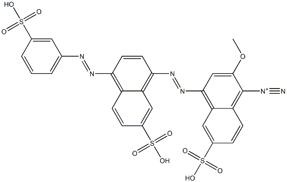 2-Methoxy-6-sulfo-4-[[7-sulfo-4-[(3-sulfophenyl)azo]-1-naphthalenyl]azo]-1-naphthalenediazonium Struktur