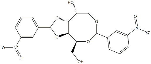 2-O,6-O:3-O,4-O-ビス(3-ニトロベンジリデン)-D-グルシトール 化学構造式