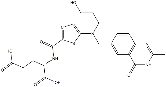 (2S)-2-[5-[N-(3-Hydroxypropyl)-N-[[(3,4-dihydro-2-methyl-4-oxoquinazolin)-6-yl]methyl]amino]-2-thiazolylcarbonylamino]glutaric acid 结构式