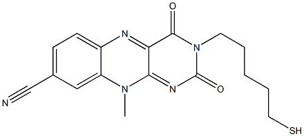 3-(5-メルカプトペンチル)-8-シアノ-10-メチルベンゾ[g]プテリジン-2,4(3H,10H)-ジオン 化学構造式